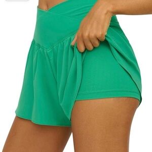 90 Degree Womens Woven Crossfire Short with Crossover Waist and Built-in Shorts